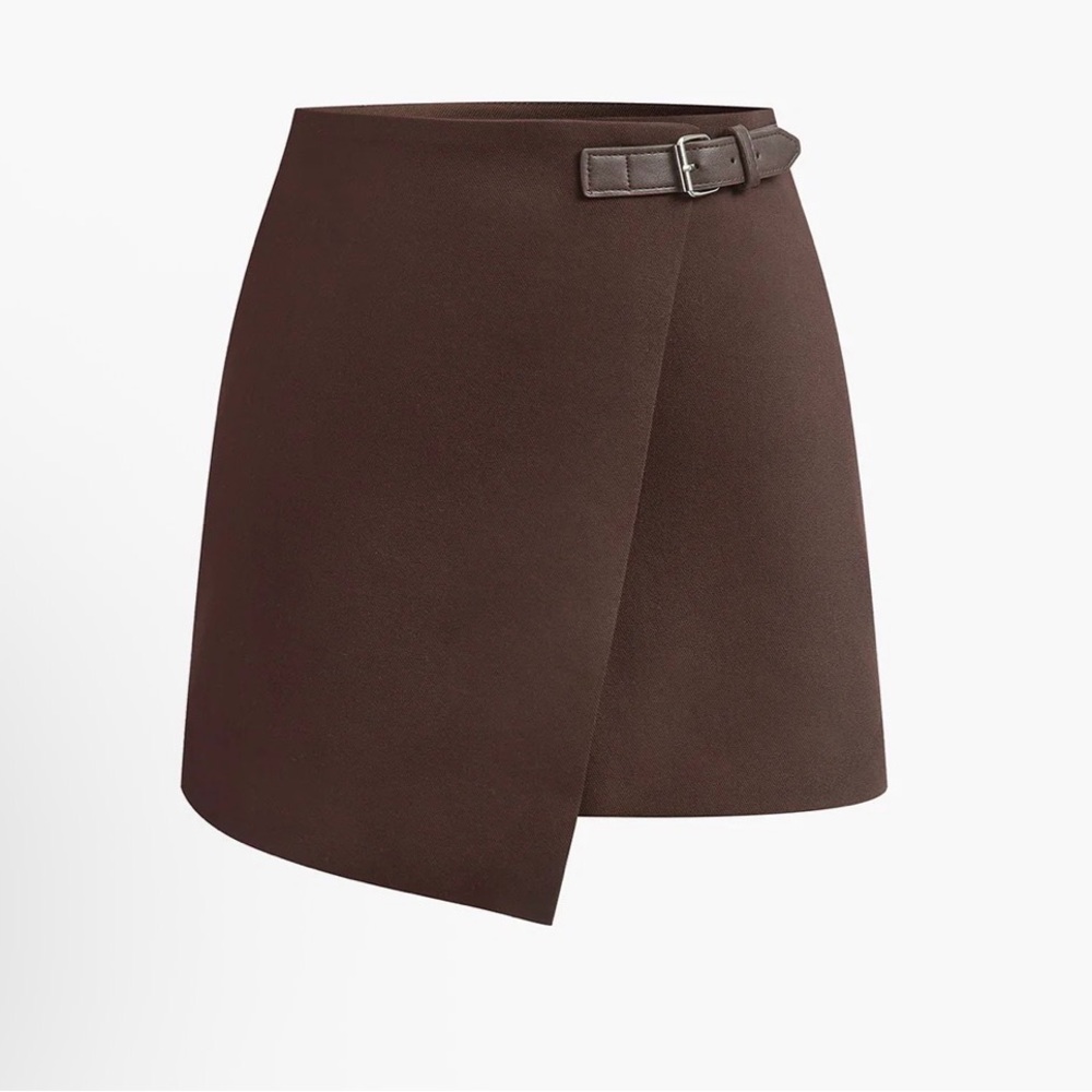 Commense Brown Mini Skirt with Belt
